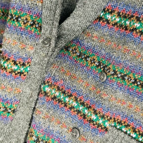 Bramble Lane Gray Acrylic Sleeveless Button Front Striped Sweater Vest Size L - Picture 7 of 7